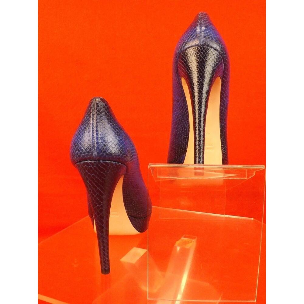NIB MIU MIU PRADA 5KP189 BLUE PYTHON LEATHER PRINT OPEN TOE PUMPS 40.5 $660 - Picture 3 of 8